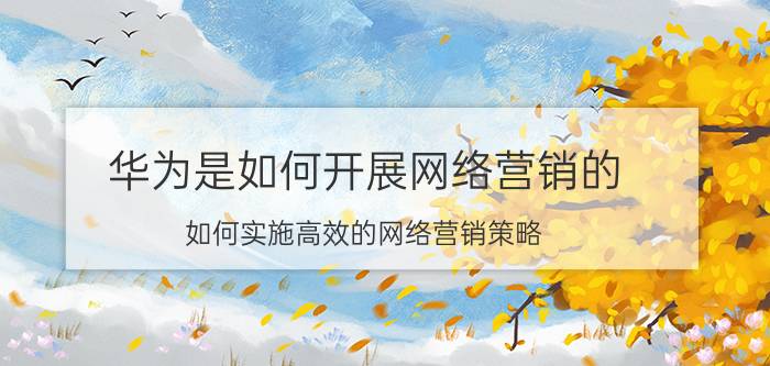 华为是如何开展网络营销的 如何实施高效的网络营销策略？